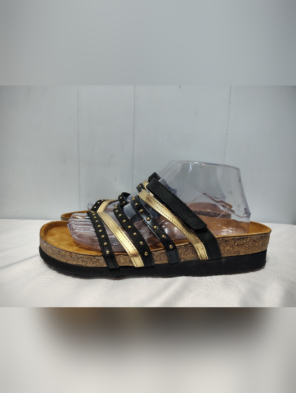 Naot Prescott Sandals Women’s EU 41 US 10 Black Gold Studded Leather Comfort - Picture 3 of 9